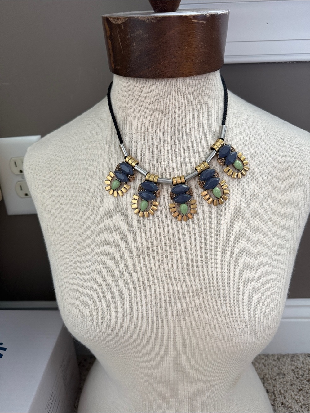 J. Crew Mixed Metal Blue/Green
Cord Statement Necklace - Picture 6 of 10